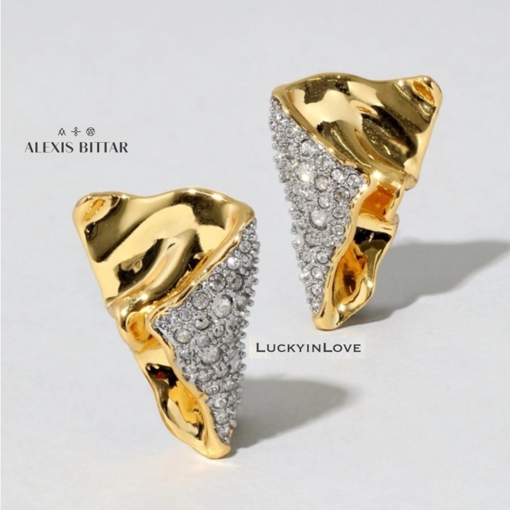 ALEXIS BITTAR • Solanales Gold Crystal Folded
Crumpled Post Earrings